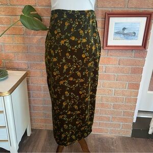 Vintage 90’s Y2K Tracy Evans Floral Velvet Maxi Skirt Size Small